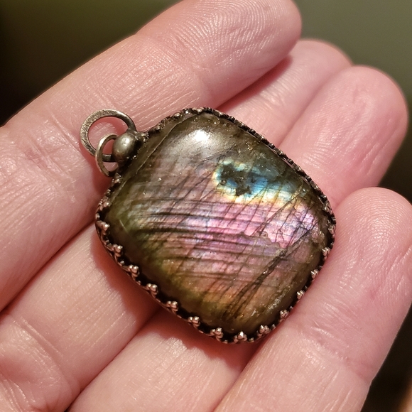 Against The World Designs Jewelry - RESERVED Sterling rainbow labradorite pendant